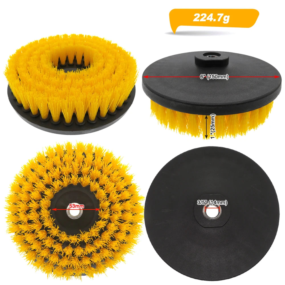 6 Inch Power Scrubber Cleaning Brush with M14 Thread Drill Adaper for Cleaning Carpets, Kitchens and Bathrooms Car Interiors