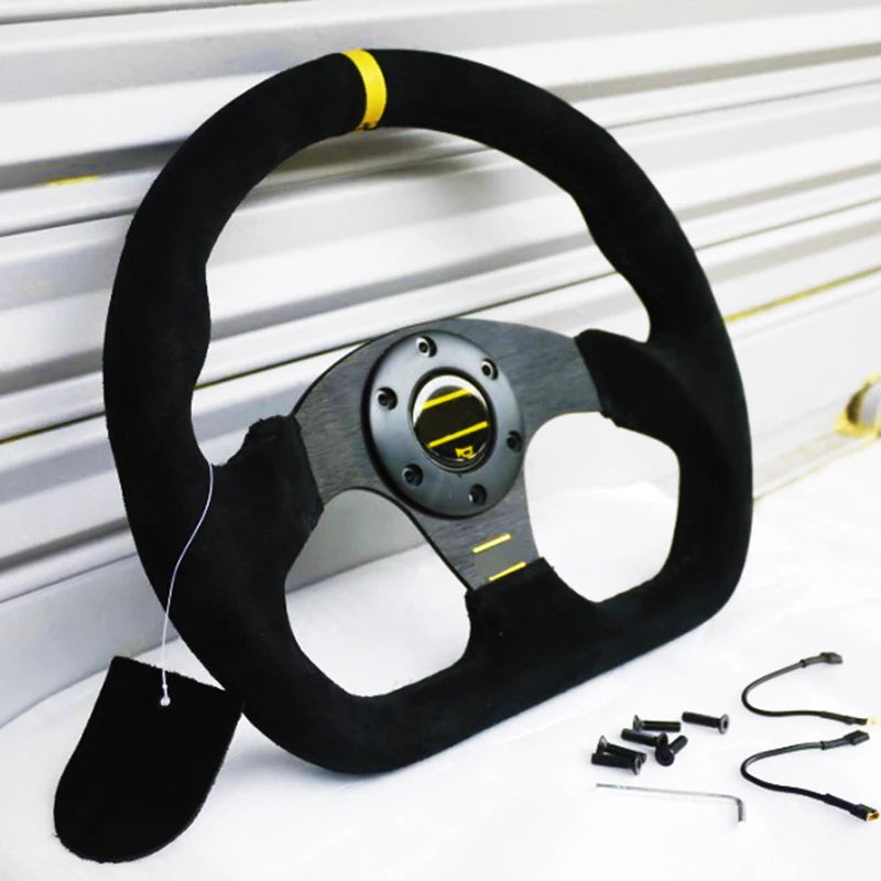 320mm Racing Steering Wheel Turning Car Universal Steering Wheel Volante 13 inch Alloy Racing Sport Steering Wheel Flat D Style