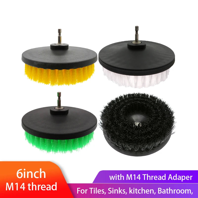 6 Inch Power Scrubber Cleaning Brush with M14 Thread Drill Adaper for Cleaning Carpets, Kitchens and Bathrooms Car Interiors