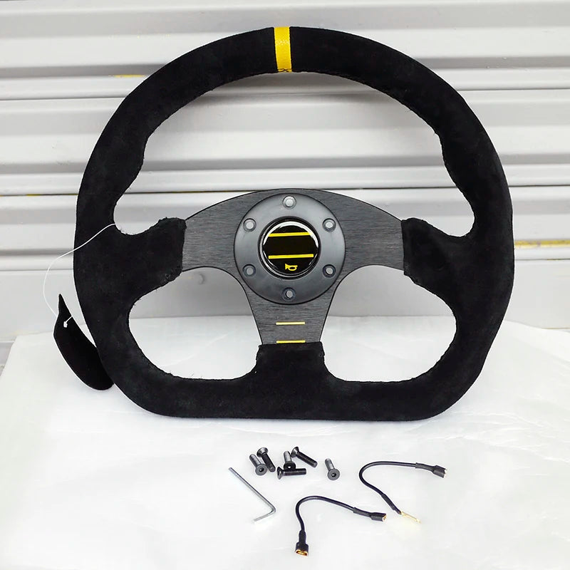 320mm Racing Steering Wheel Turning Car Universal Steering Wheel Volante 13 inch Alloy Racing Sport Steering Wheel Flat D Style