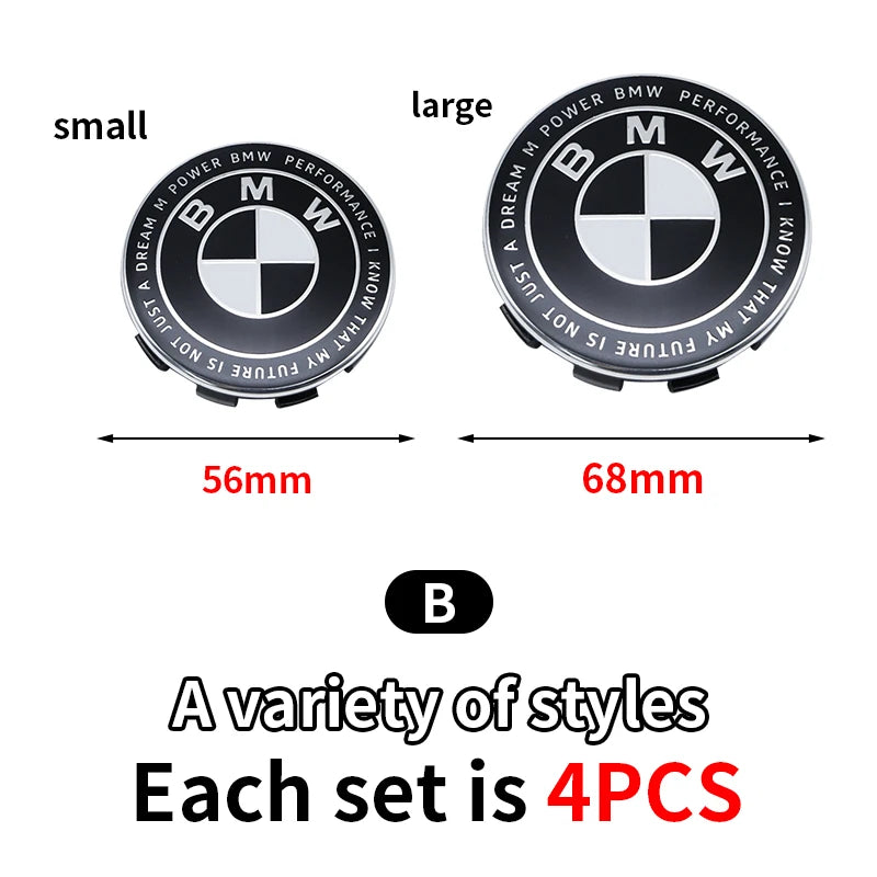 4pcs 56mm 68mm Wheel Hub Cap Emblem Sticker Car Decoration For BMW Performance F25 F26 F15 F16 E90 E91 E92 E60 E84 G22 X3 X5 X6