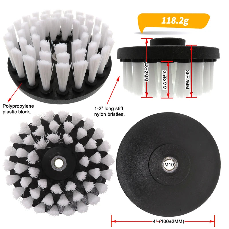 4/5/6 Inch Cleaning Brush Attachments Drill Power Cleaning for Carpet Car Detailing Bathroom Surface Upholstery Grout Tiles