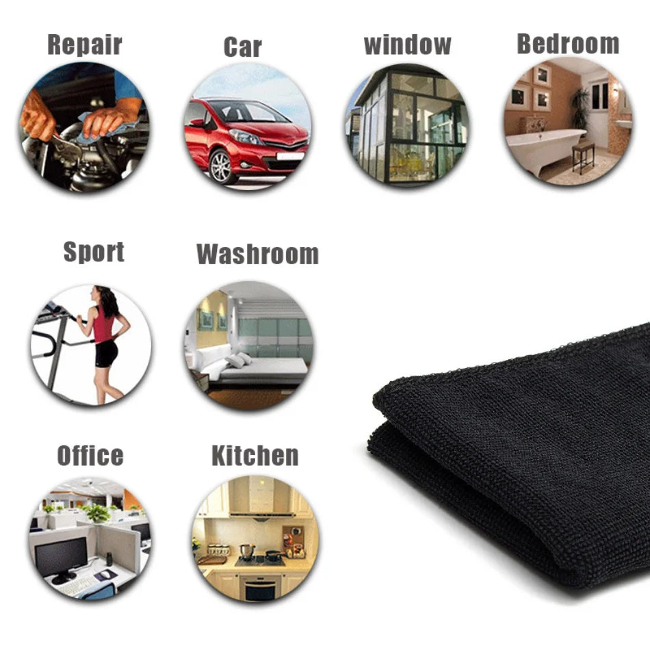 10/20Pcs Car Care Polishing Wash Towels Microfibers Sponges Car Detailing Cleaning Soft Cloths Home Window 30x40cm Black