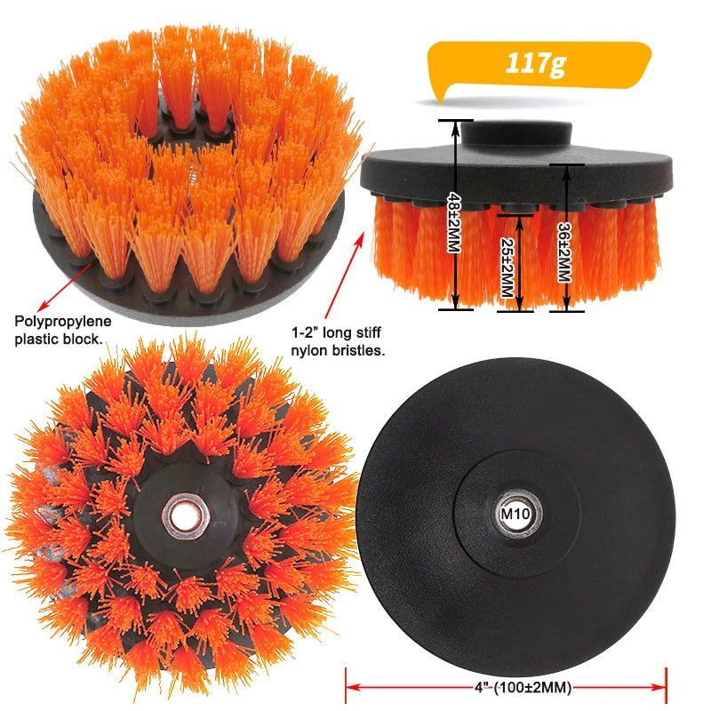 4/5/6 Inch Cleaning Brush Attachments Drill Power Cleaning for Carpet Car Detailing Bathroom Surface Upholstery Grout Tiles