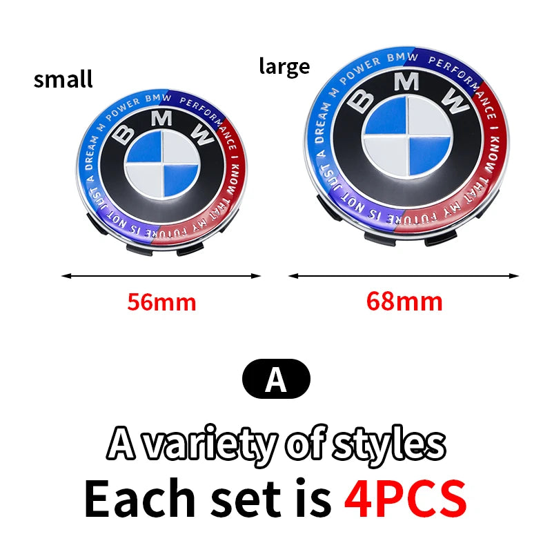 4pcs 56mm 68mm Wheel Hub Cap Emblem Sticker Car Decoration For BMW Performance F25 F26 F15 F16 E90 E91 E92 E60 E84 G22 X3 X5 X6