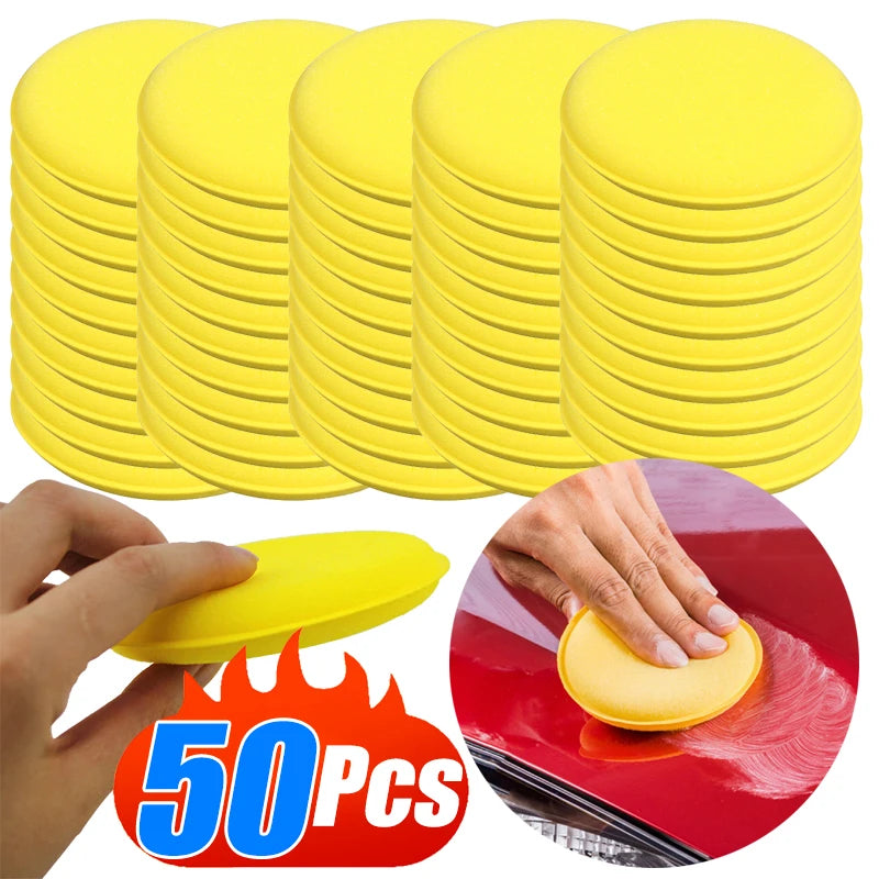 5-50Pcs Car Round Polishing Pad Waxing Sponge Yellow Car Foam Sponge Wax Applicator Car Detailing Tool Auto Cleaning Accessories