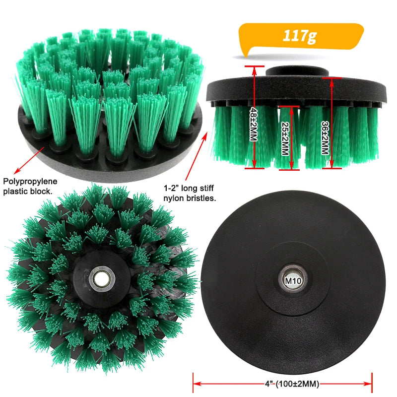 4/5/6 Inch Cleaning Brush Attachments Drill Power Cleaning for Carpet Car Detailing Bathroom Surface Upholstery Grout Tiles