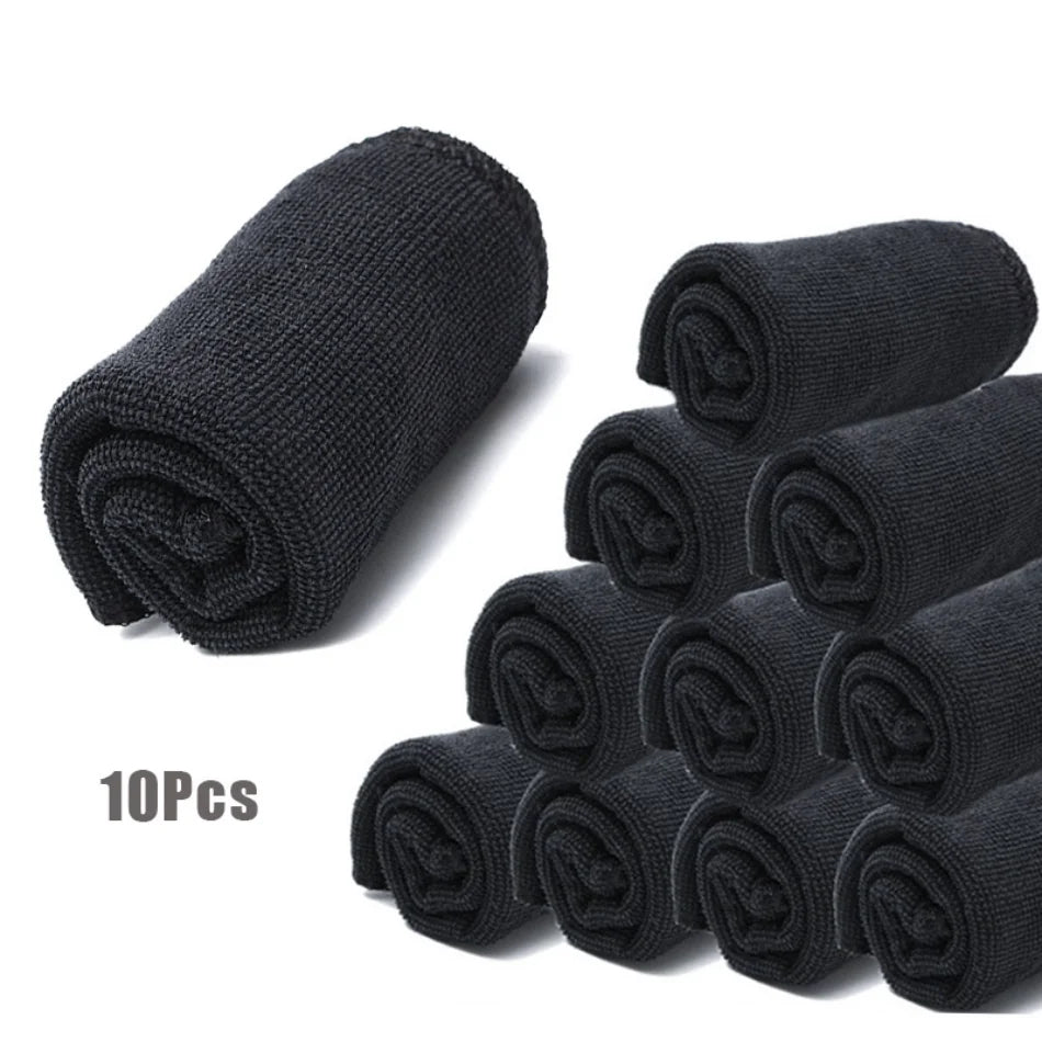 10/20Pcs Car Care Polishing Wash Towels Microfibers Sponges Car Detailing Cleaning Soft Cloths Home Window 30x40cm Black