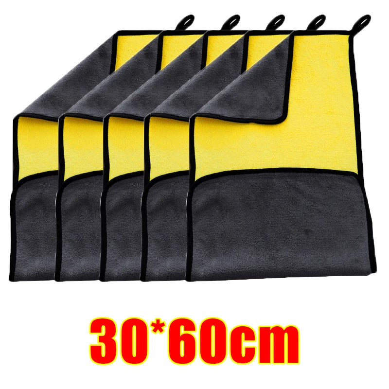 1/5Pcs Car Wash Microfiber Towel Water Absorbtion Drying Cloth Wash Towel Double Layer Clean Rags Car Detailing Microfiber Towel