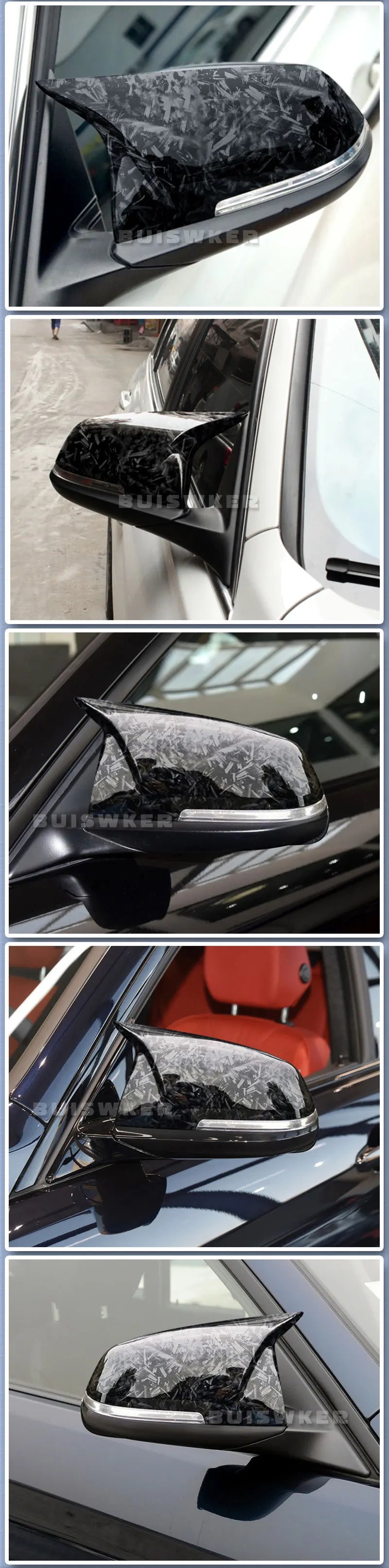 2 pieces Rearview Mirror Cover Cap Carbon Black for BMW Series 1 2 3 4 X M 220i 328i 420i F20 F21 F22 F23 F30 F32 F33 F36 X1