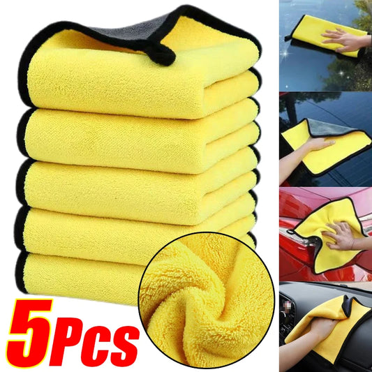 1/5Pcs Car Wash Microfiber Towel Water Absorbtion Drying Cloth Wash Towel Double Layer Clean Rags Car Detailing Microfiber Towel